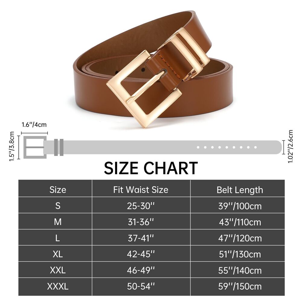 8719 Women's Leather Belt For Jeans Pants Dresses Fashion Ladies Square - Picture 6 of 6